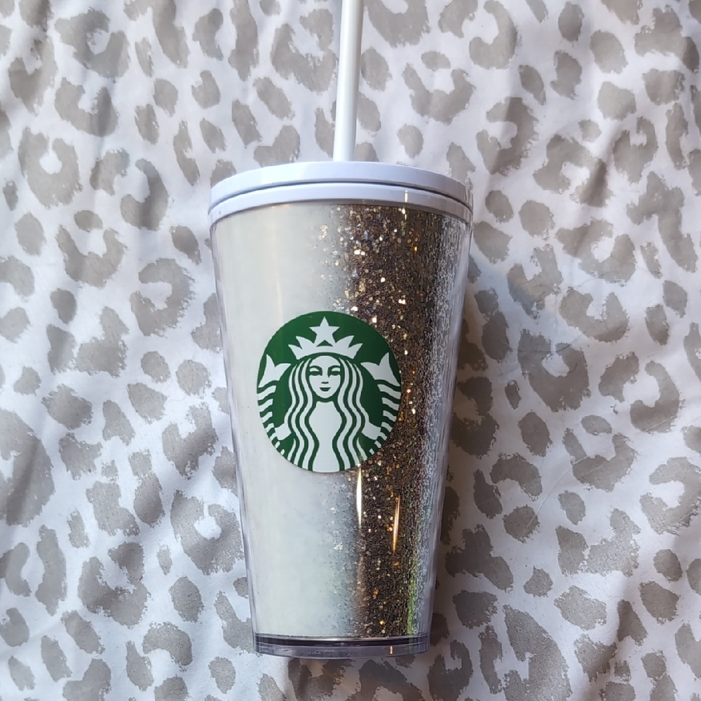Starbucks Sparkling Tumbler with Straw - White and Silver